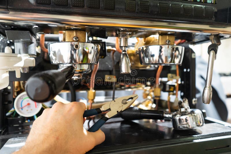 Repair of the Coffee Machine Photo. Stock Image Image of engine