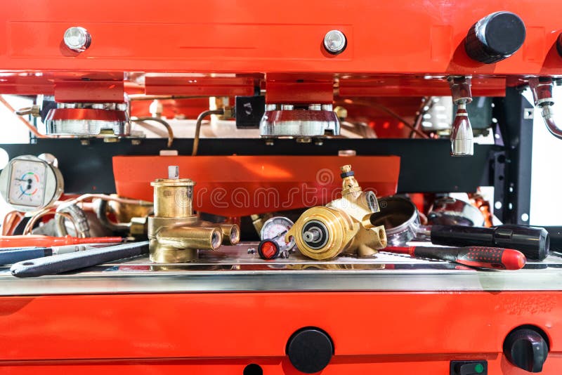 Repair of the coffee machine photo. stock image