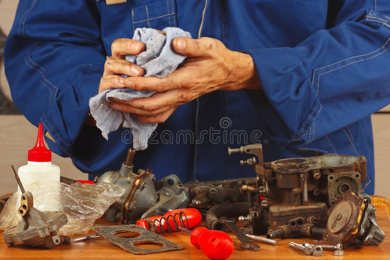 Repair of Details of Automotive Engine in Stock Photo Image