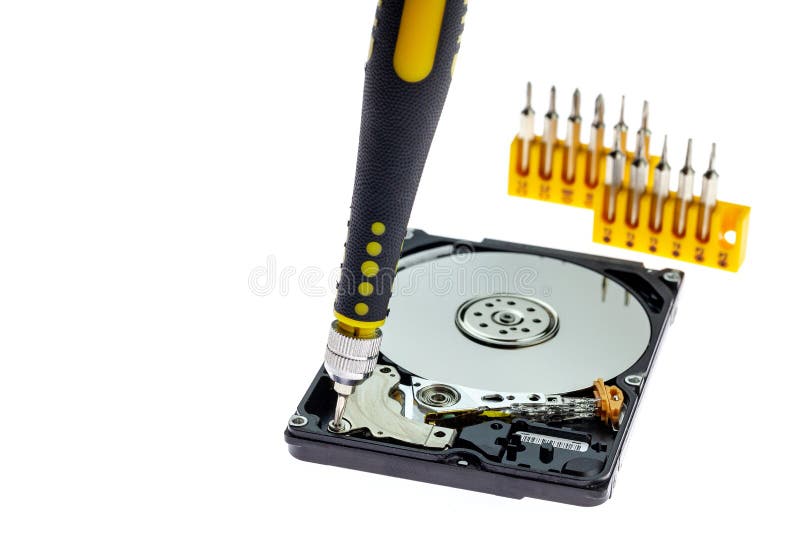 Repair of the Dismantled Hard Drive. Screwdrivers for Computer Repair
