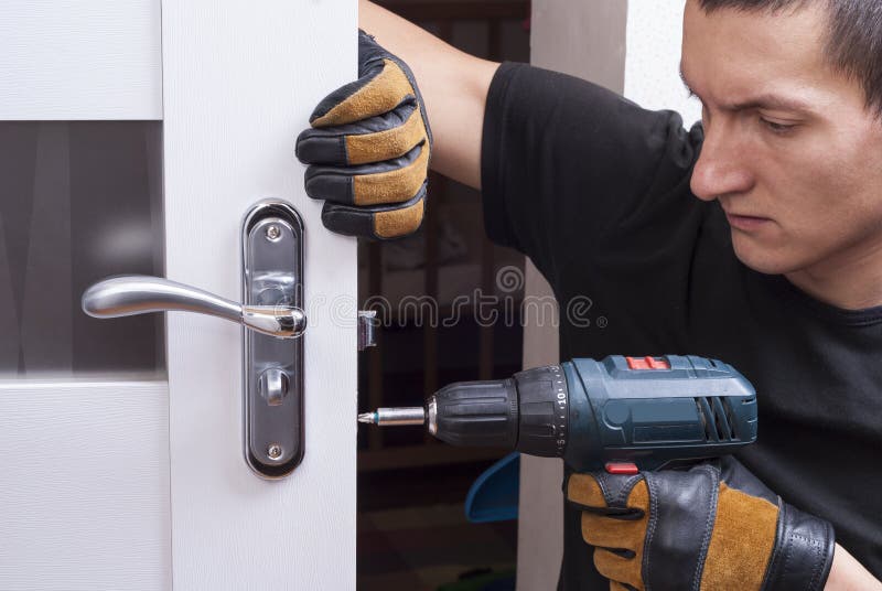 Repair door lock stock photography