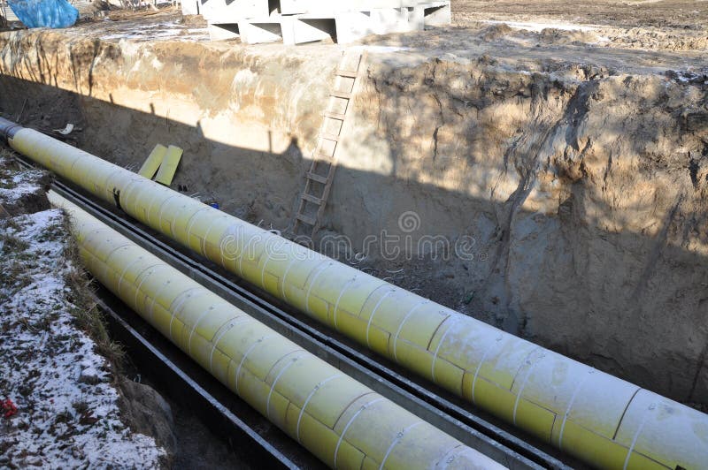 Repair of heating pipes royalty free stock photo