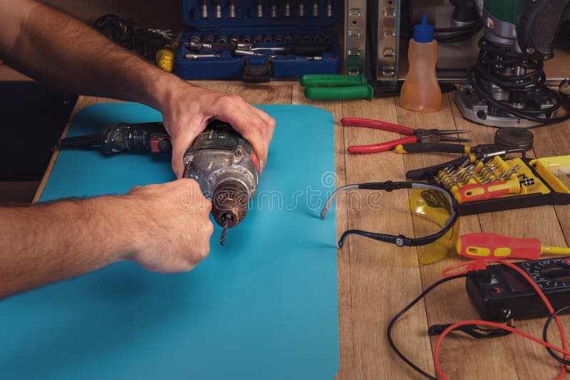 Repair of Power Tools in the Service Center Stock Image Image of