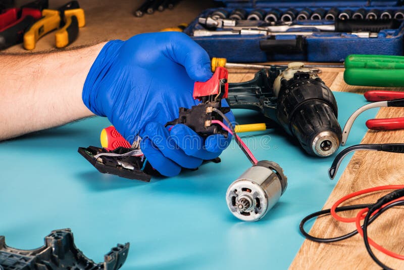 Repair of Power Tools in the Service Center Stock Image Image of
