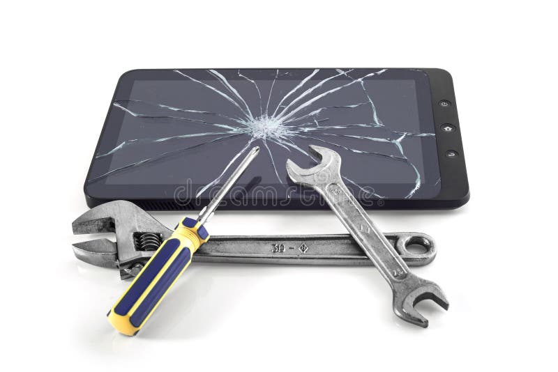 Repair of the Tablet Computer Stock Photo Image of glass, crack 92924138