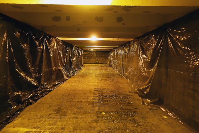 Repair in an underground pedestrian crossing stock image Repair in an underground pedestrian crossing stock image