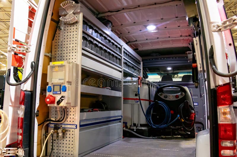 Repair Vehicle Based on a Covered Van Stock Image Image of onsite