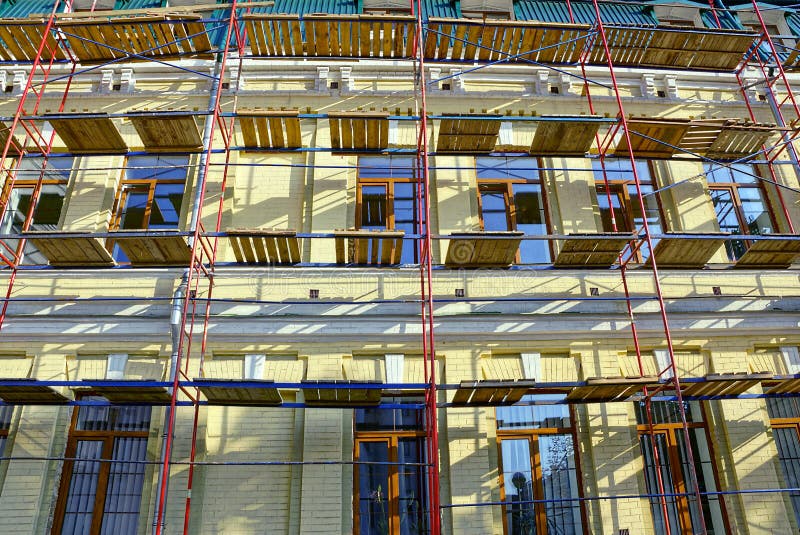 Repair of the old wall of the old building with windows