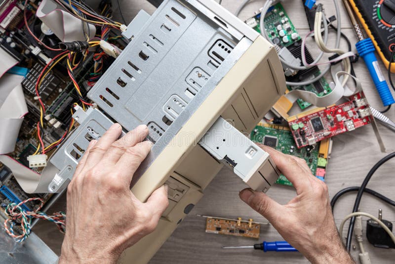 Repairing and assembling a desktop computer royalty free stock photos