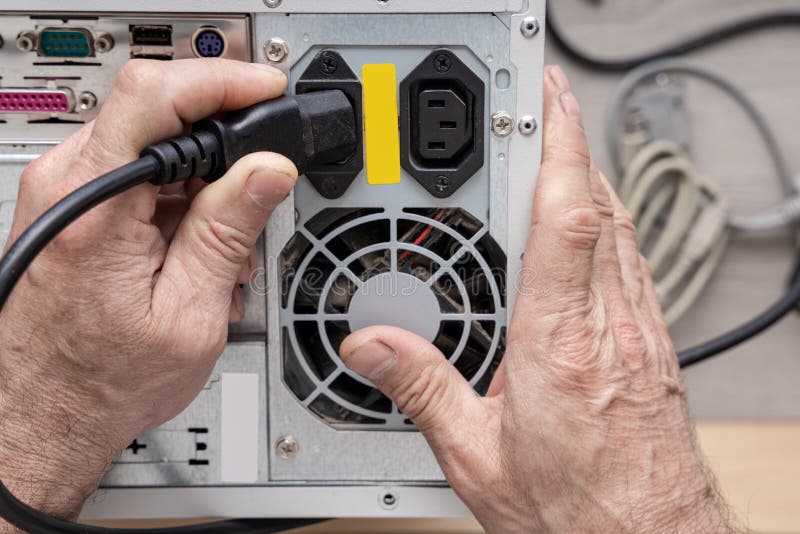 Repairing and assembling a desktop computer stock photography