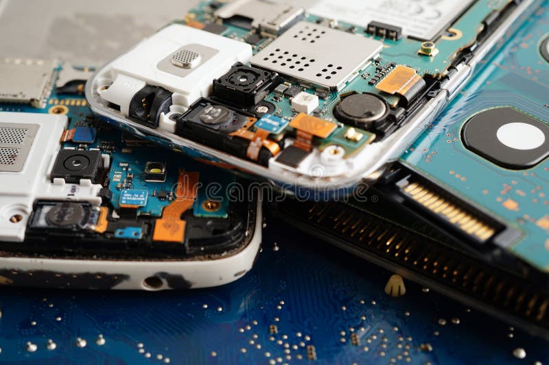 Repairing and upgrade circuit mainboard of notebook, electronic, computer hardware and technology stock photography
