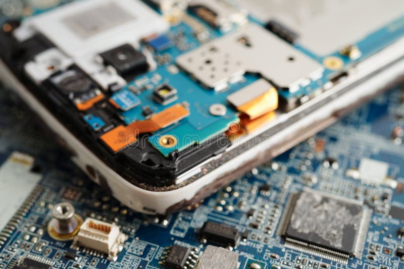Repairing and upgrade circuit mainboard of notebook, electronic, computer hardware and technology royalty free stock image