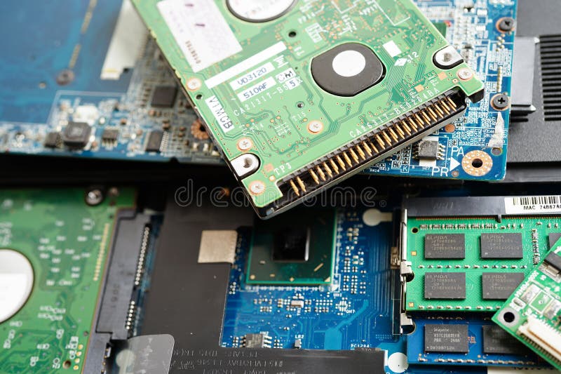 Repairing and upgrade circuit mainboard of notebook, electronic, computer hardware and technology stock photo