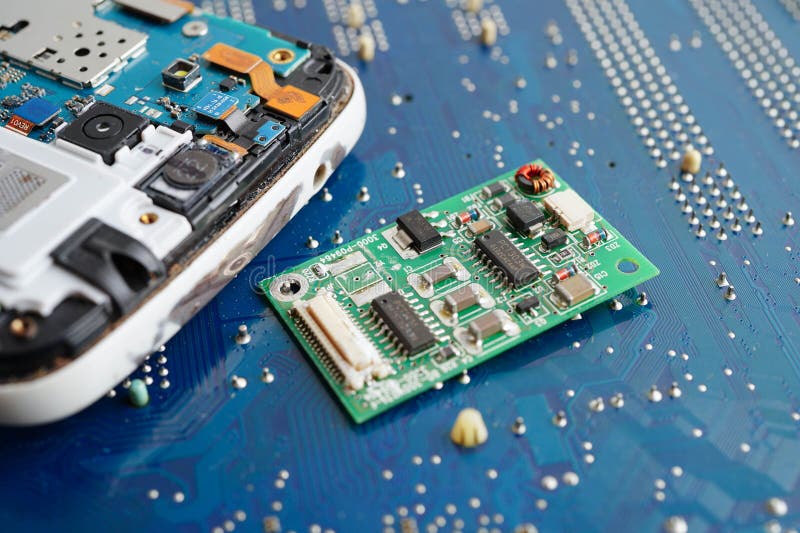 Repairing and upgrade circuit mainboard of notebook, electronic, computer hardware and technology stock photography