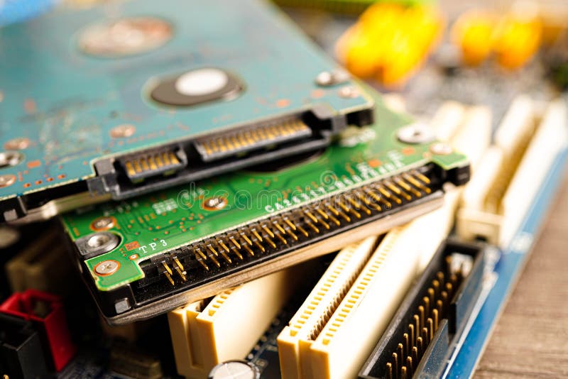 Repairing and upgrade circuit mainboard of notebook, electronic, computer hardware and technology concept stock photography