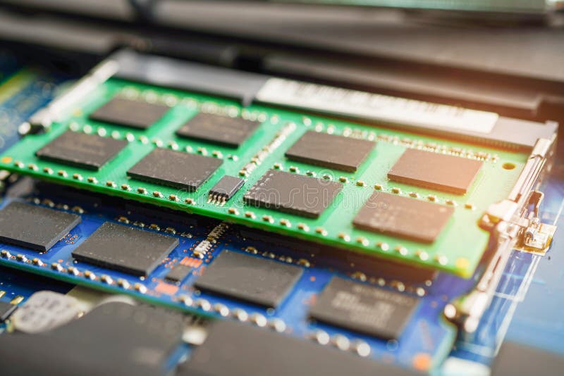 Repairing and upgrade circuit mainboard of notebook, electronic, computer hardware and technology concept stock images
