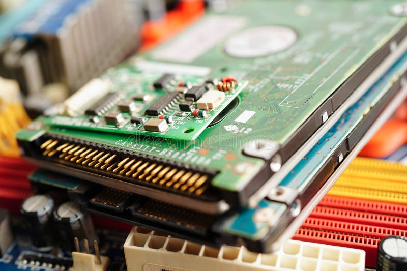 Repairing and upgrade circuit mainboard of notebook, electronic, computer hardware and technology concept stock photos