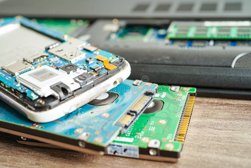 Repairing and upgrade mobile phone, electronic, computer hardware and technology concept royalty free stock photos