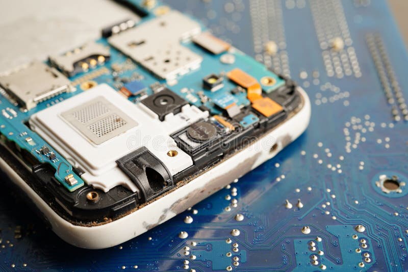 Repairing and upgrade mobile phone, electronic, computer hardware and technology concept stock photos