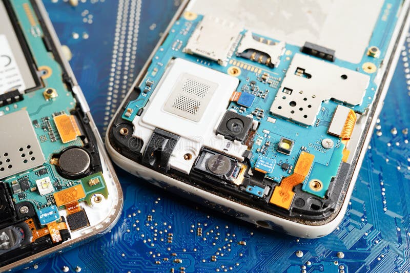 Repairing and upgrade mobile phone, electronic, computer hardware and technology concept stock photos