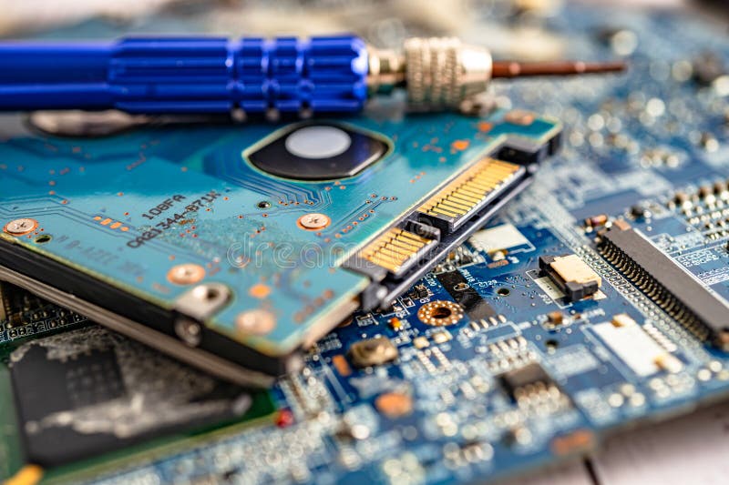 Repairing and upgrade mobile phone, electronic, computer hardware and technology concept stock photo
