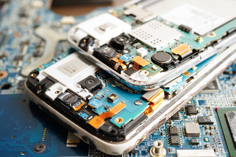 Repairing and upgrade mobile phone, electronic, computer hardware and technology concept royalty free stock image