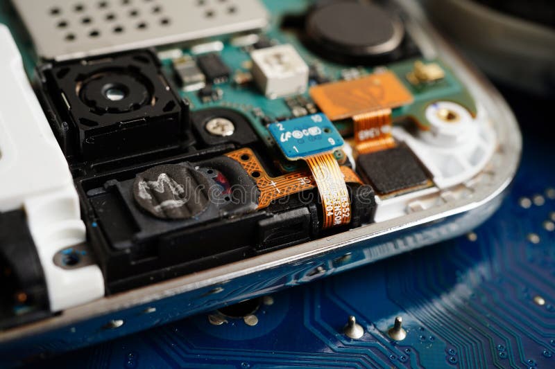 Repairing and upgrade mobile phone, electronic, computer hardware and technology concept stock photo