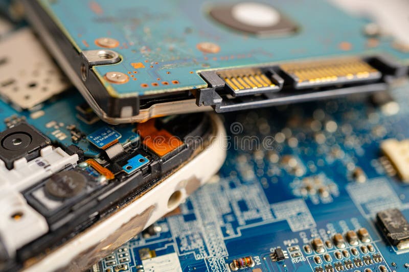 Repairing and upgrade mobile phone, electronic, computer hardware and technology concept stock photography