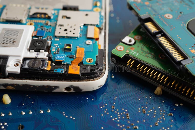 Repairing and upgrade mobile phone, electronic, computer hardware and technology concept royalty free stock photography