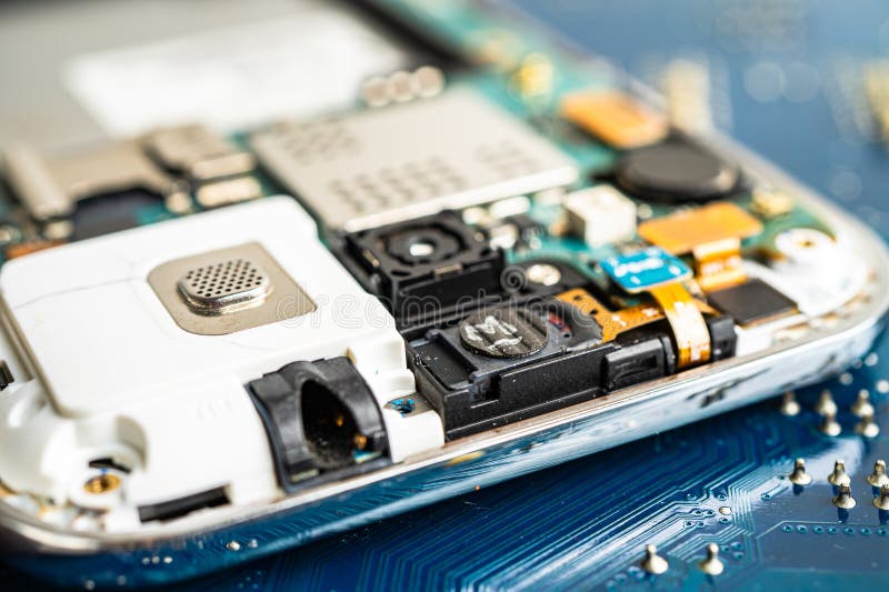 Repairing and upgrade mobile phone, electronic, computer hardware and technology concept stock photos