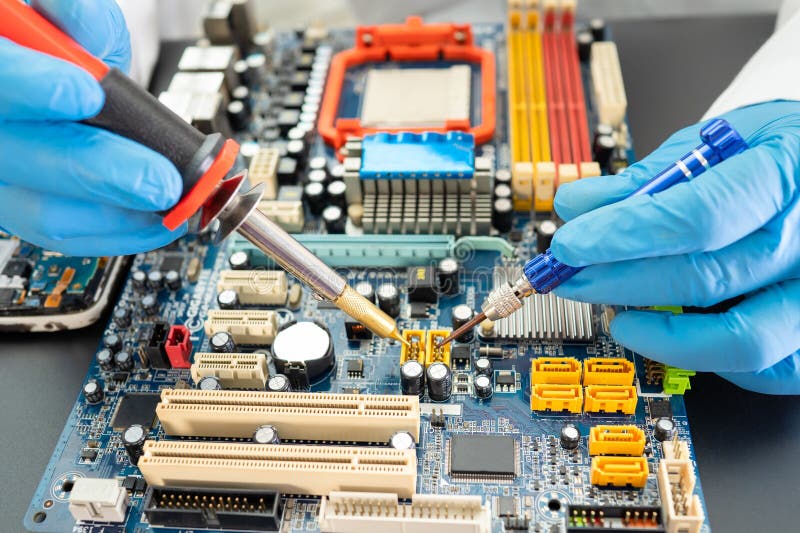 Repairing and upgrade Samsung mobile phone, electronic, computer hardware and technology concept royalty free stock images