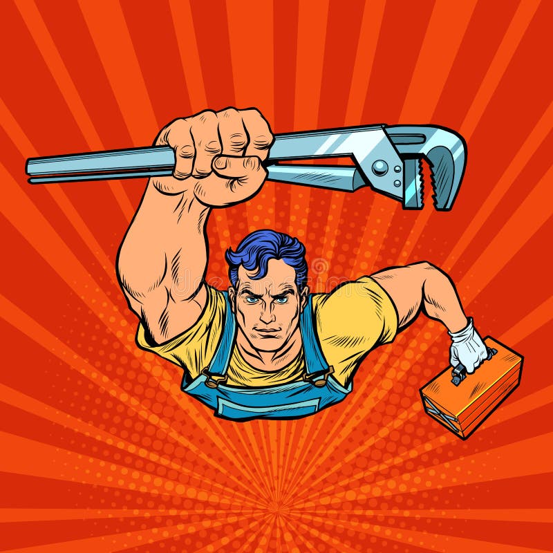 A Repairman with an Adjustable Wrench Stock Vector - Illustration of ...