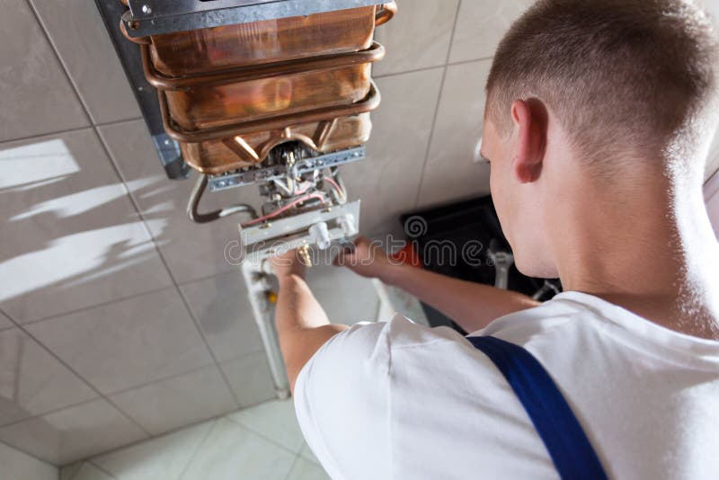Repairman during Work in Bathroom Stock Image Image of adjust