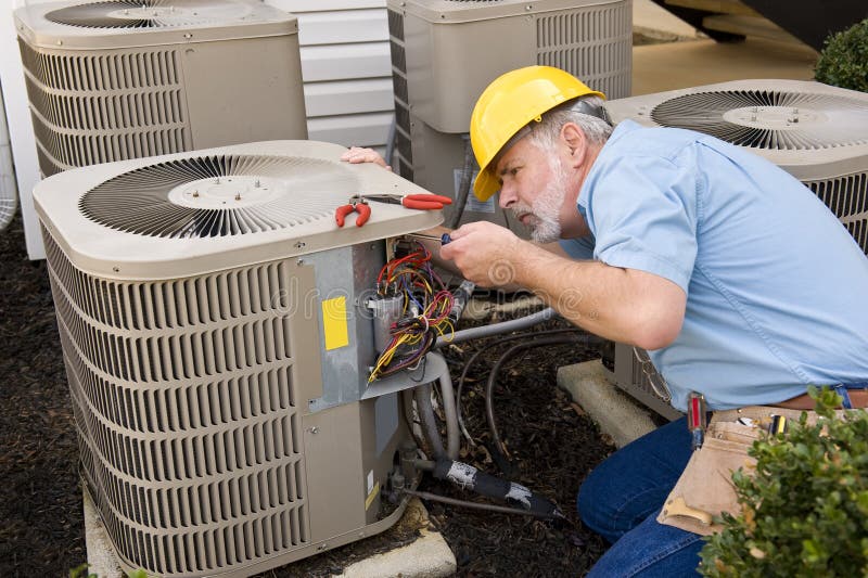 Repairman Working On Air Conditioner Stock Photo Image 45685892