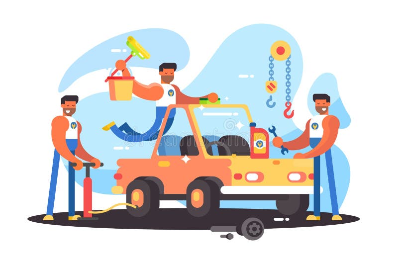 Reparação de automóveis completa ilustração do vetor Reparação de automóveis completa ilustração do vetor