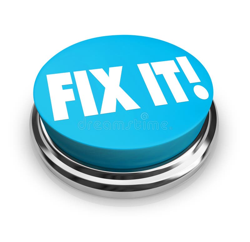 A blue button with the words Fix It. A blue button with the words Fix It