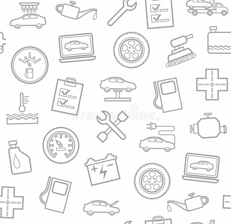 Reparo e manutenção dos veículos, fundo branco sem emenda ilustração royalty free Reparo e manutenção dos veículos, fundo branco sem emenda ilustração royalty free