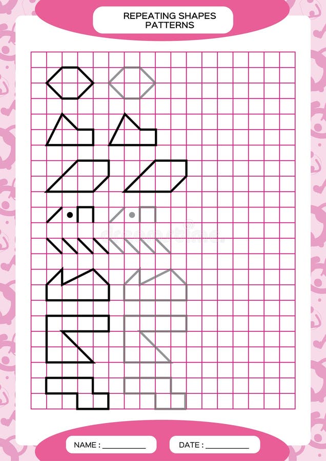 Repeat Pattern. Tracing Lines Activity, Special for Preschool Kids