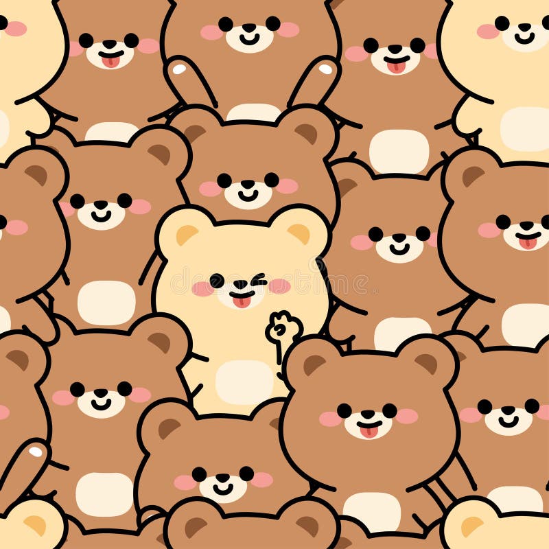 Repeat.Seamless pattern of cute bear cartoon in various poses background.Wild