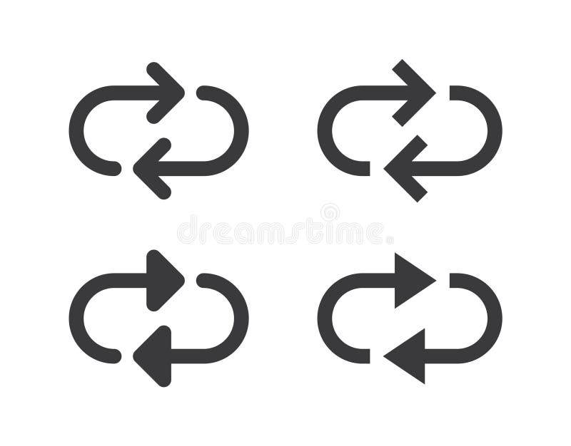 Repeat symbol icon, simple return outline or refresh icons set isolated flat design vector illustration vector illustration