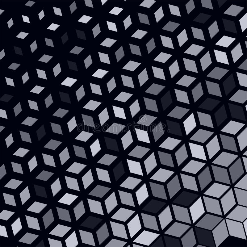 A repeating geometric pattern of volumetric cubes arranged in isometric perspective. The contrast of light and dark edges creates royalty free illustration