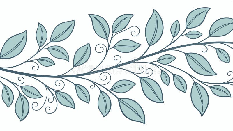 Repeating leafy branch decorative border pattern vector design Generative AI vector illustration