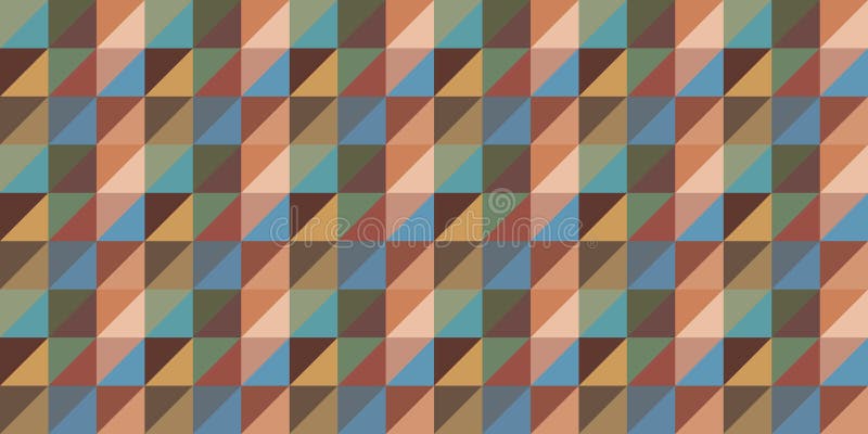 Triangle and square shape rows or stripes in repeating pattern background vector in renaissance color hues of burgundy pink, peach, blue, green and brown. Triangle and square shape rows or stripes in repeating pattern background vector in renaissance color hues of burgundy pink, peach, blue, green and brown