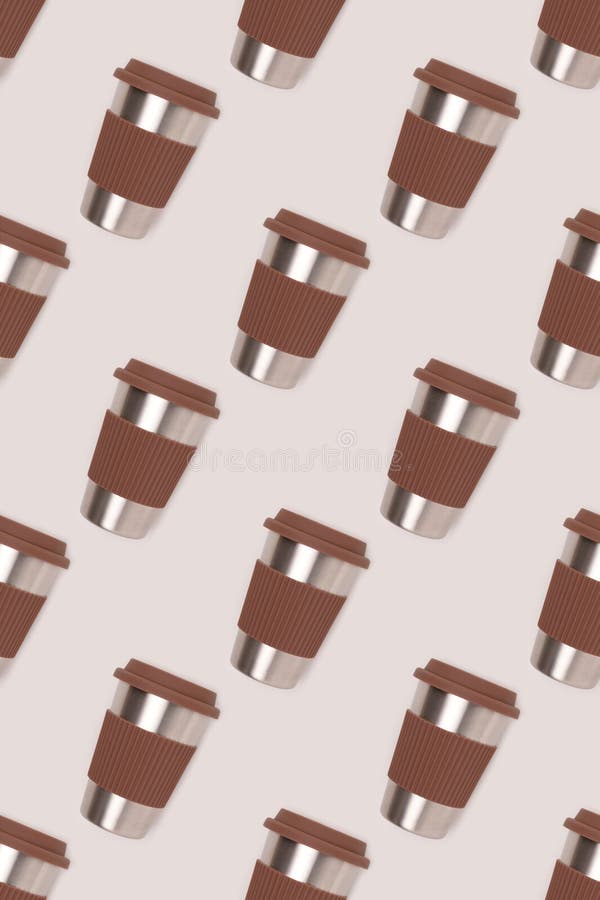 Repetitive pattern made of reusable coffee cup. royalty free stock photos