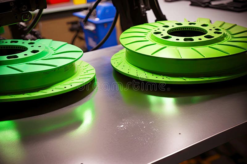 Replacement of Brake Discs and Coating with Green Paint Spraying Stock