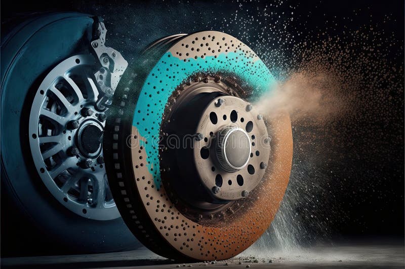 Replacement of Brake Discs and Coating with Green Paint Spraying Stock