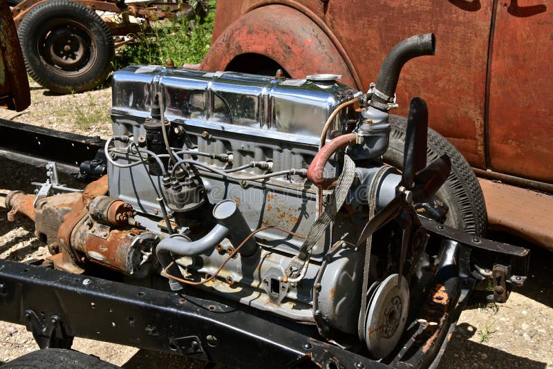 New Six Cylinder Engine on the Frame of a Vehicle Stock Image Image