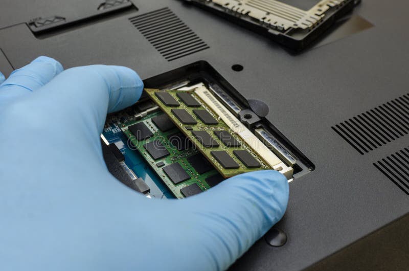 Replacing Computer Board in a Laptop Closeup Stock Image Image of