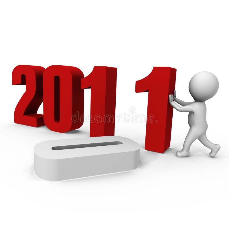 Replacing numbers to form new year 2011 - a 3d ima