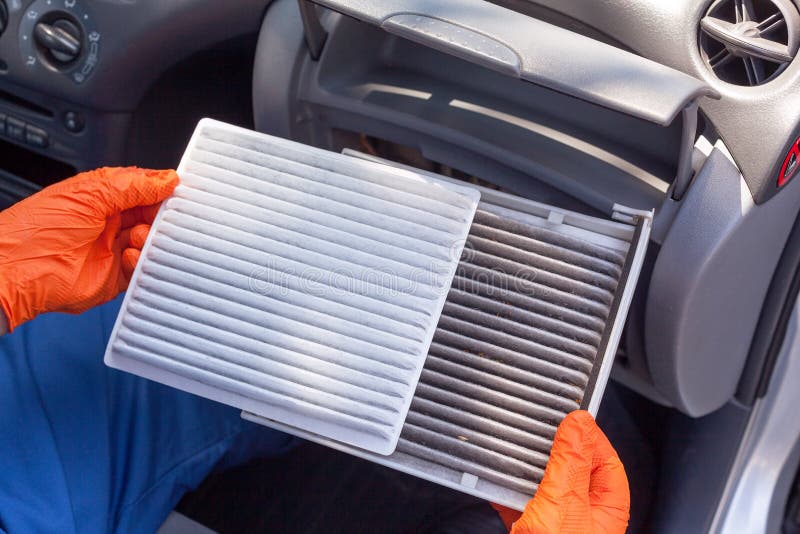 Clean and Dirty Cabin Pollen Air Filter for a Car Stock Photo Image
